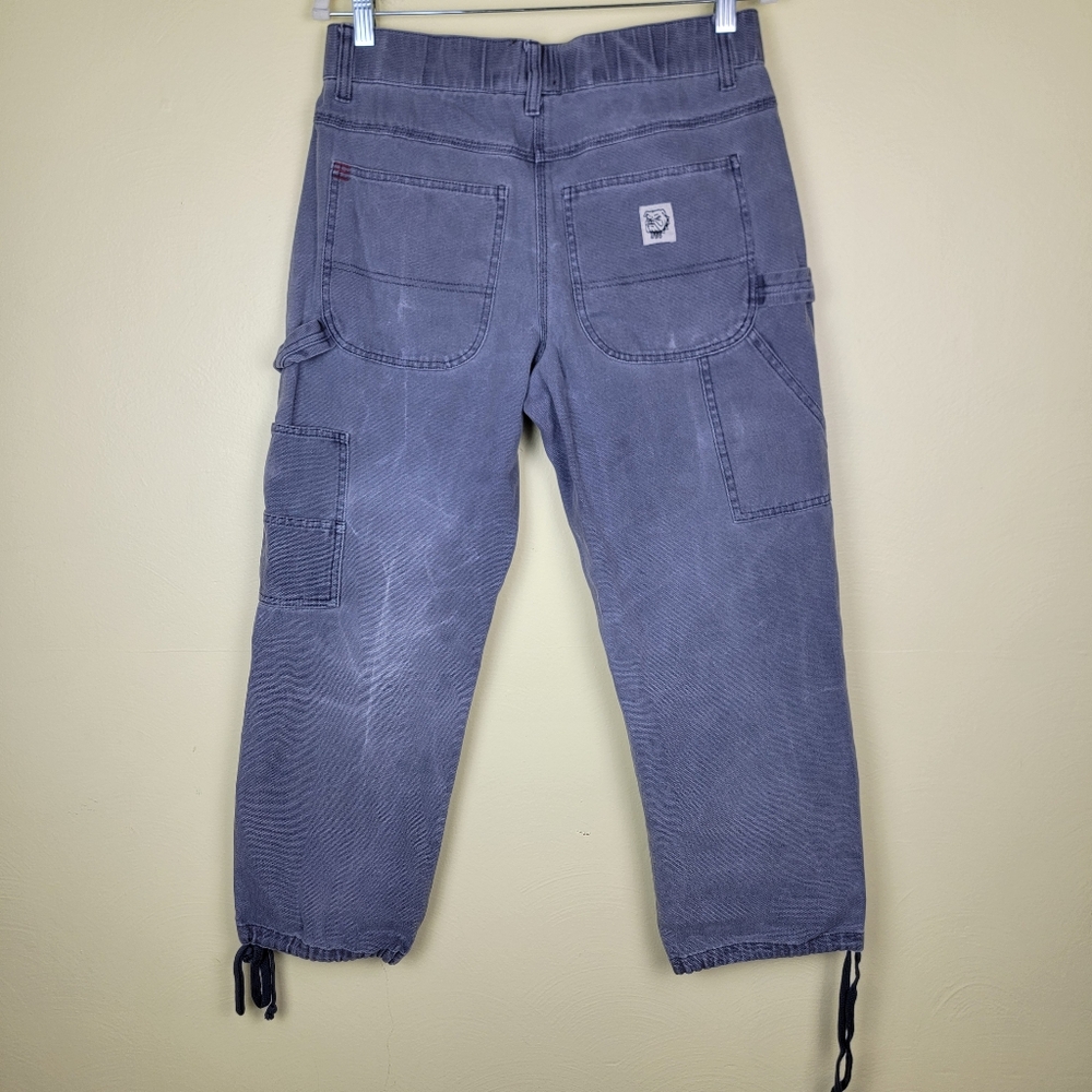 BDG Gray Carpenter Canvas Jeans Cropped Drawstring Ankle Utility